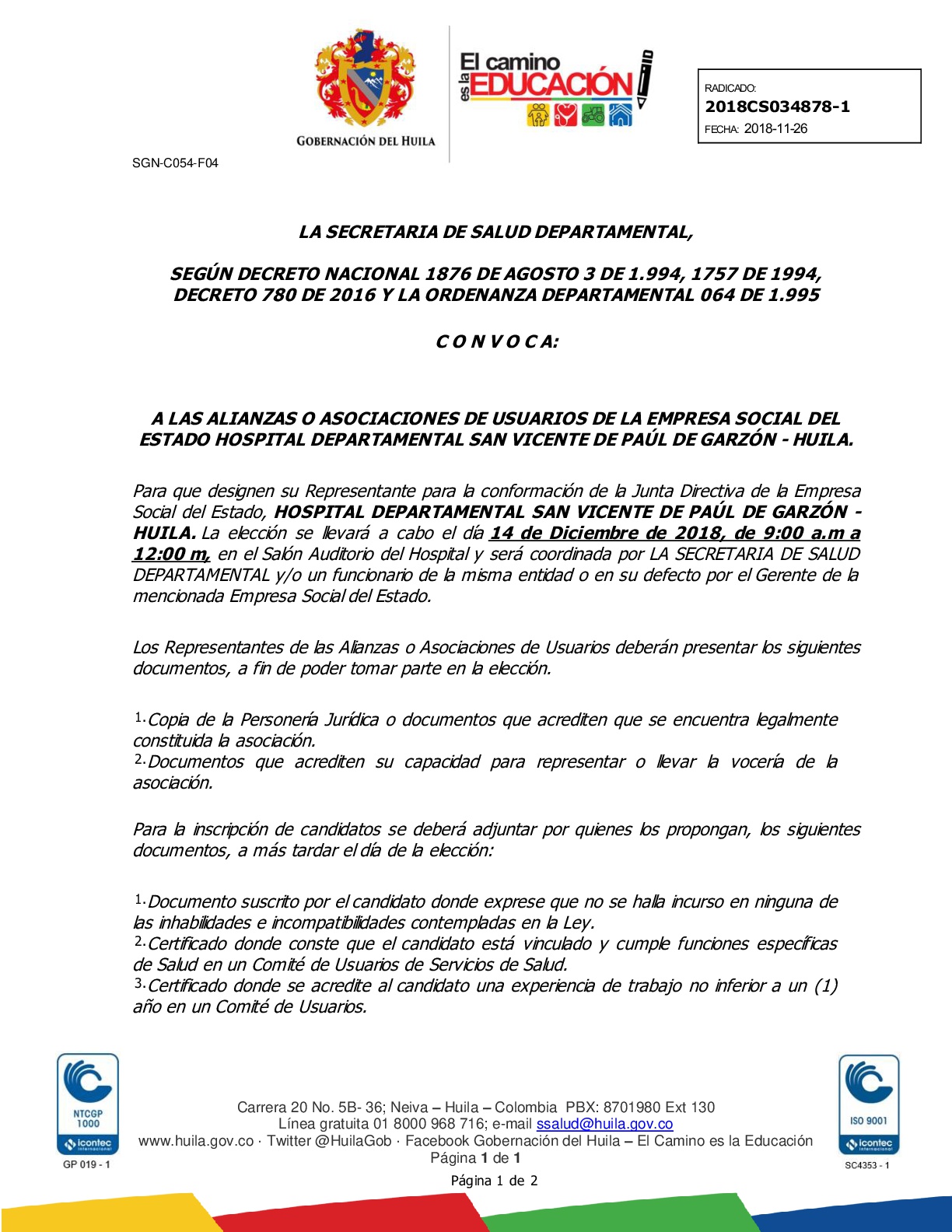 Convocatoria Usuarios